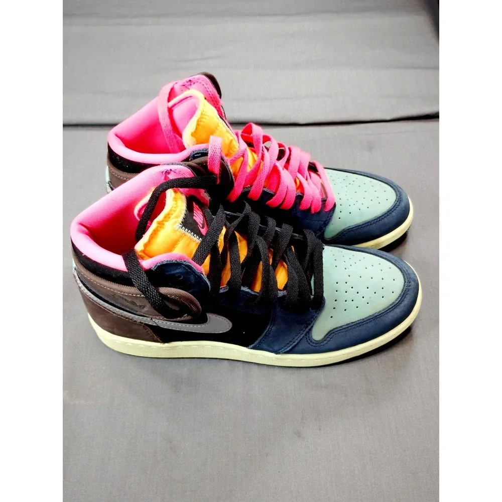 EUC-Air Jordan 1 Mid SE 575441‑201 Youth 6/WM 7.5 Armory Navy Archaeo Brown Pink